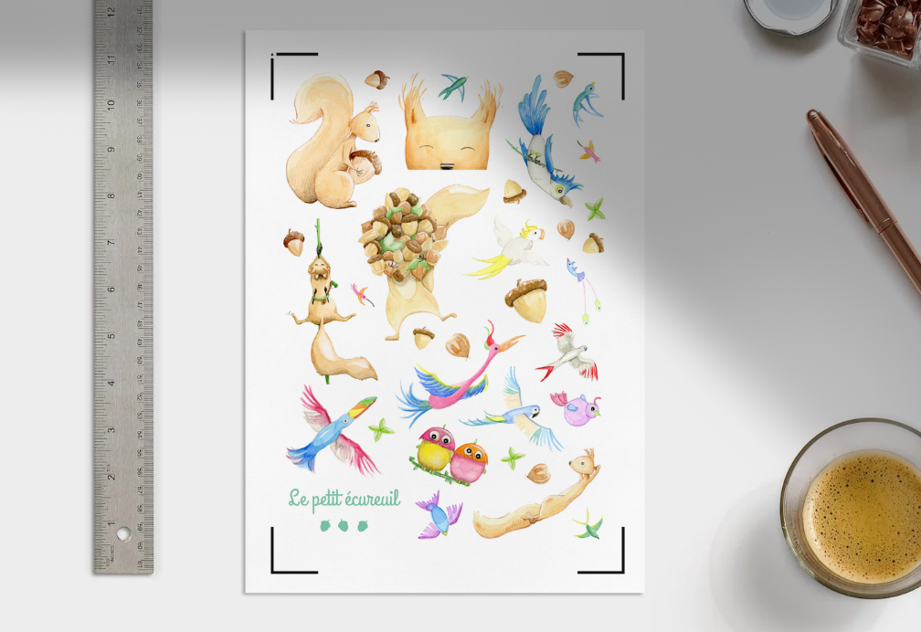 Planche de stickers le petit écureuil