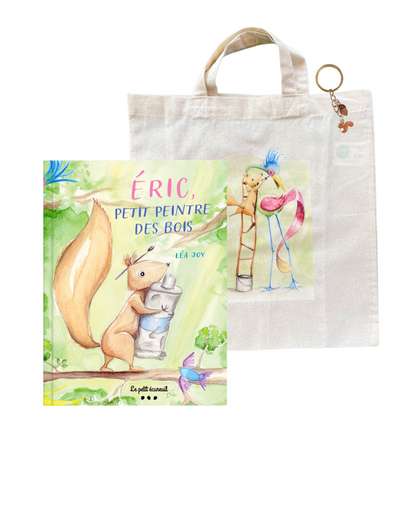 Lot Livre + 1 tote bag + 1 porte clef écureuil
