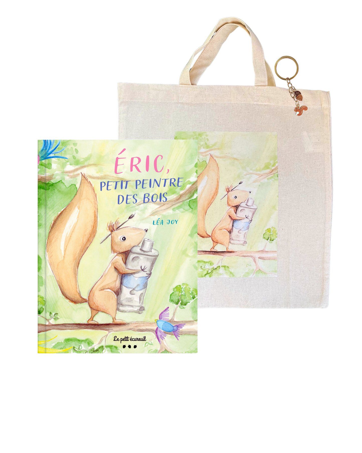 Lot Livre + 1 tote bag + 1 porte clef écureuil