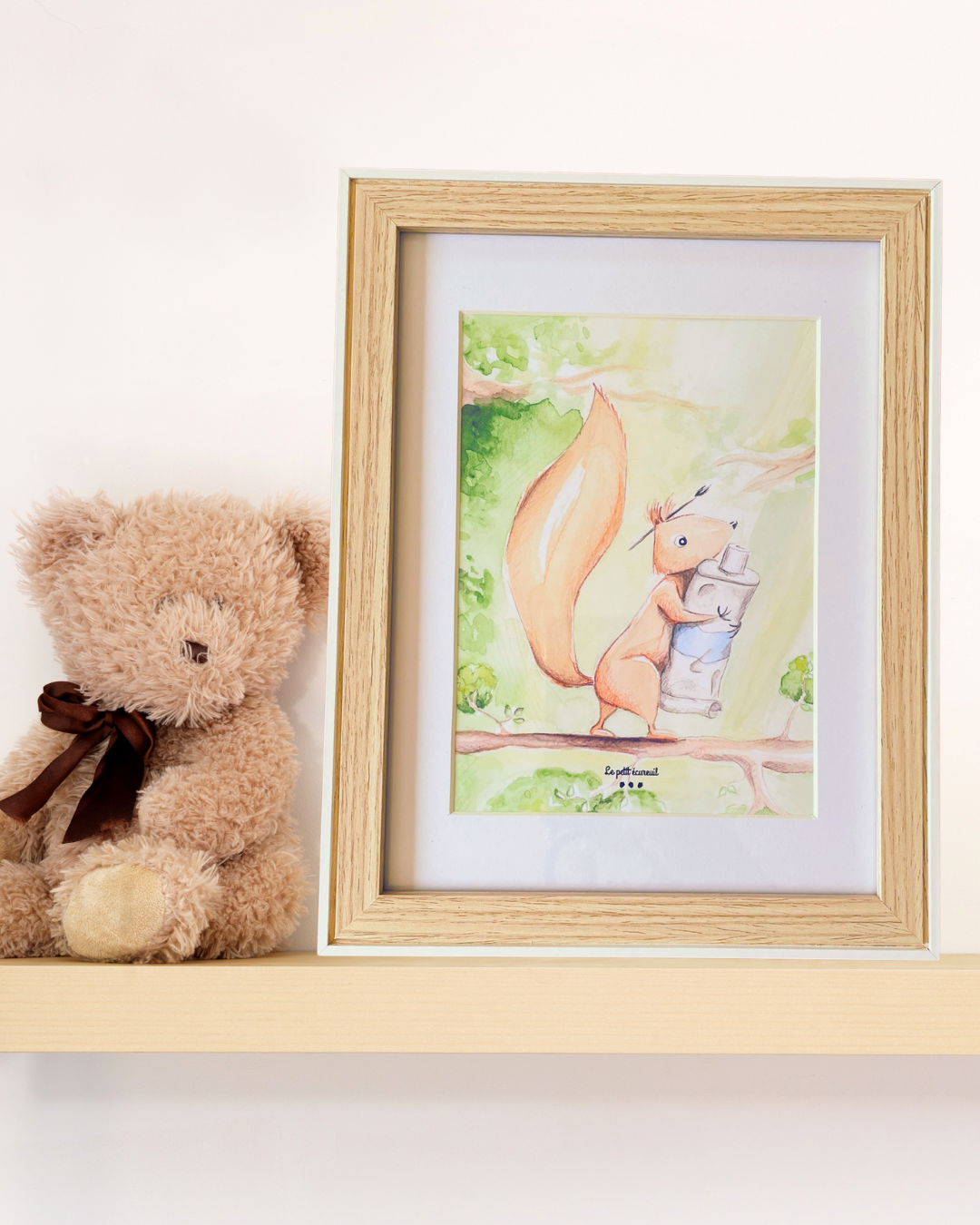 Cadre bois bords blancs - Eric l'écureuil