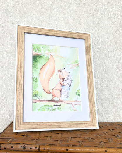 Cadre bois bords blancs - Eric l'écureuil